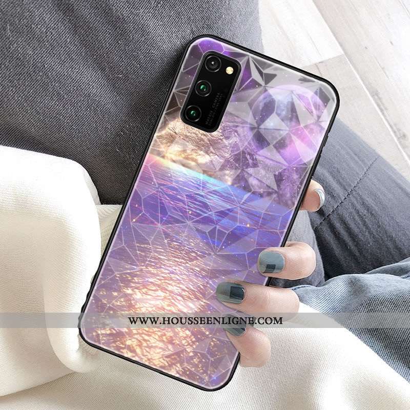 Coque Honor View30 Pro Protection Losange Étui Planète Violet Rose