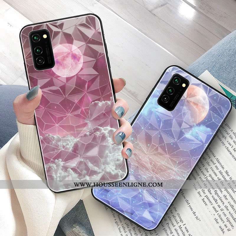 Coque Honor View30 Pro Protection Losange Étui Planète Violet Rose