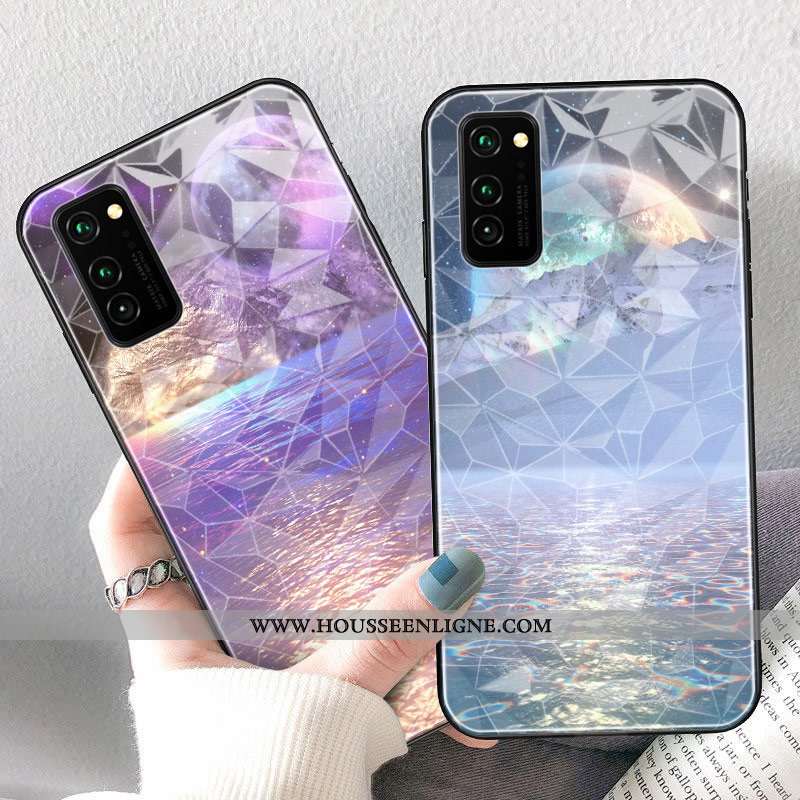 Coque Honor View30 Pro Protection Losange Étui Planète Violet Rose