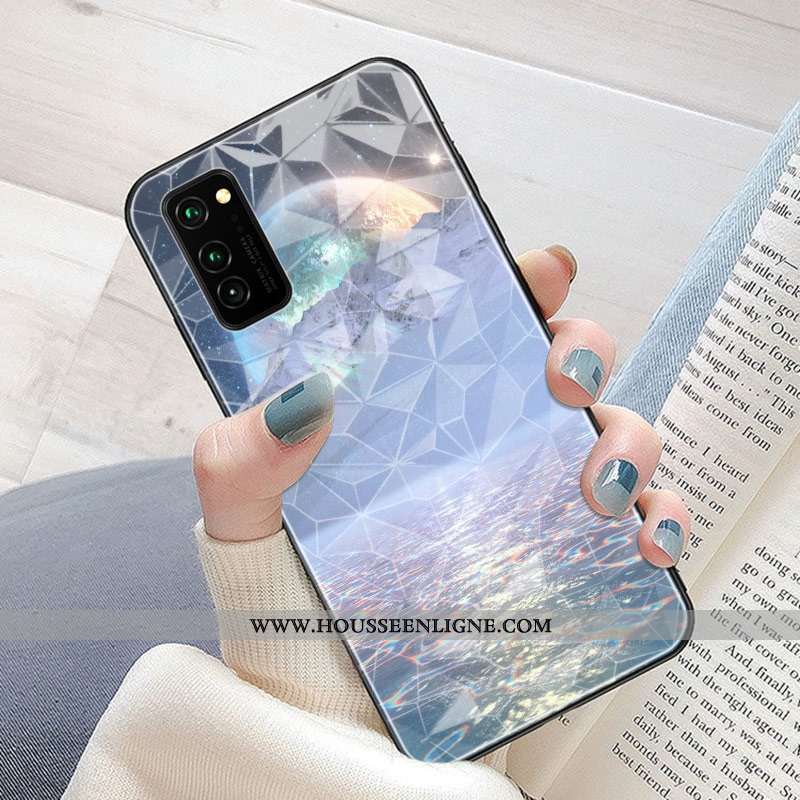 Coque Honor View30 Pro Protection Losange Étui Planète Violet Rose