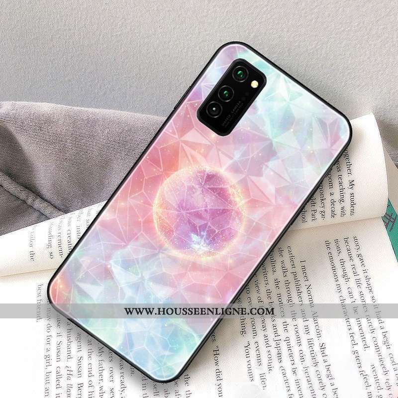 Coque Honor View30 Pro Protection Losange Étui Planète Violet Rose