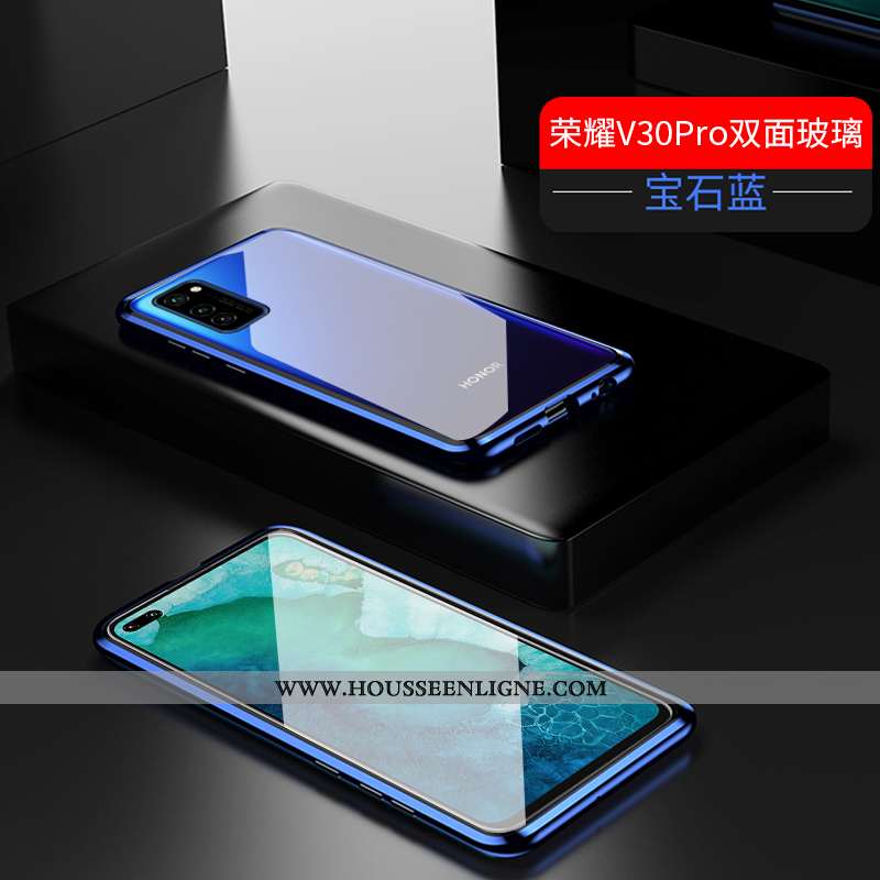 Coque Honor View30 Pro Transparent Protection Incassable Bleu Magnétisme Net Rouge Tout Compris