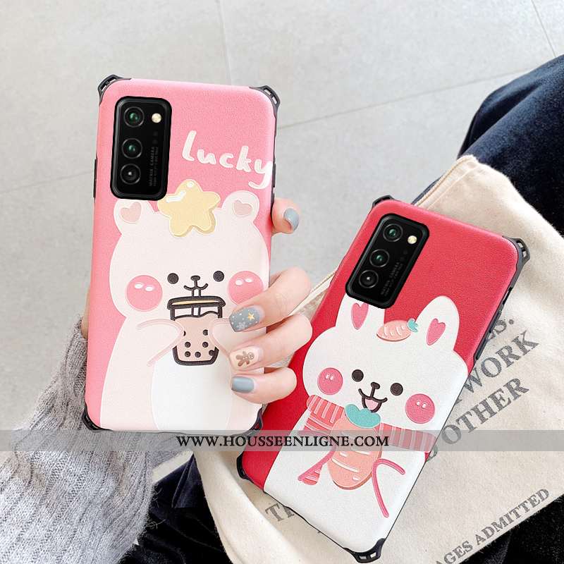 Coque Honor View30 Silicone Protection Étui Téléphone Portable Ours Tout Compris Rouge