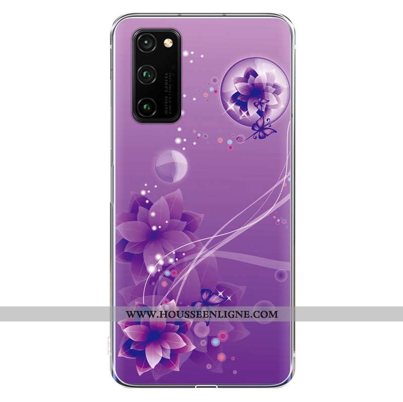 Coque Honor View30 Transparent Dessin Animé Violet Protection Charmant Tout Compris Étui