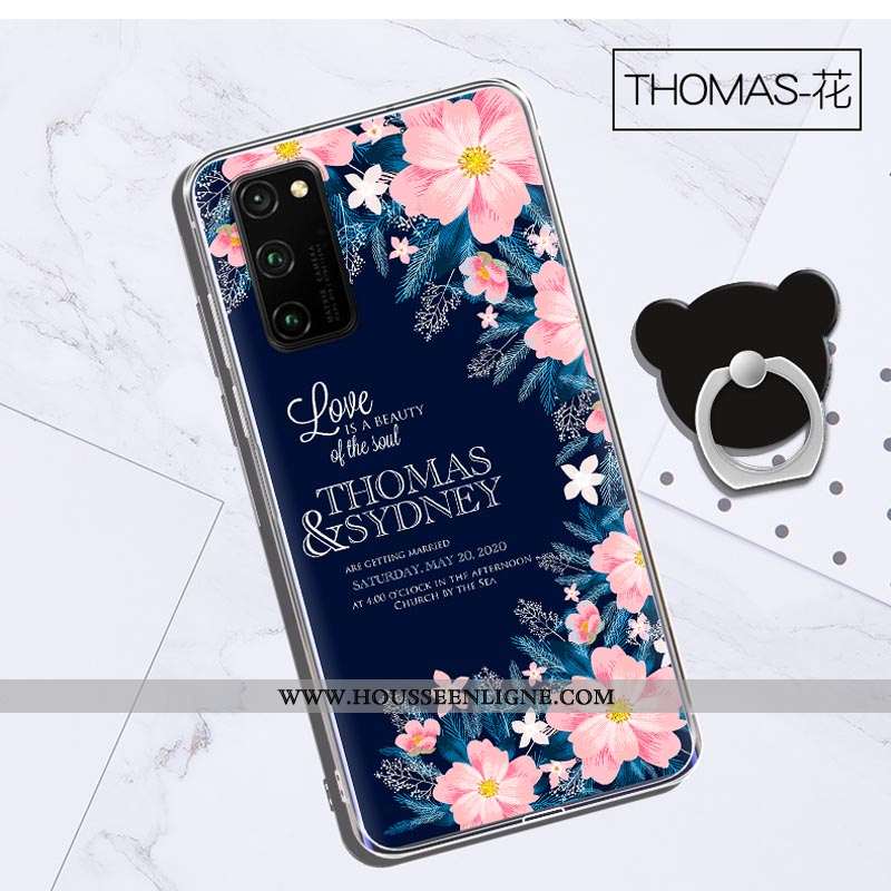 Coque Honor View30 Transparent Dessin Animé Violet Protection Charmant Tout Compris Étui