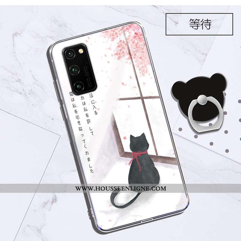 Coque Honor View30 Transparent Dessin Animé Violet Protection Charmant Tout Compris Étui