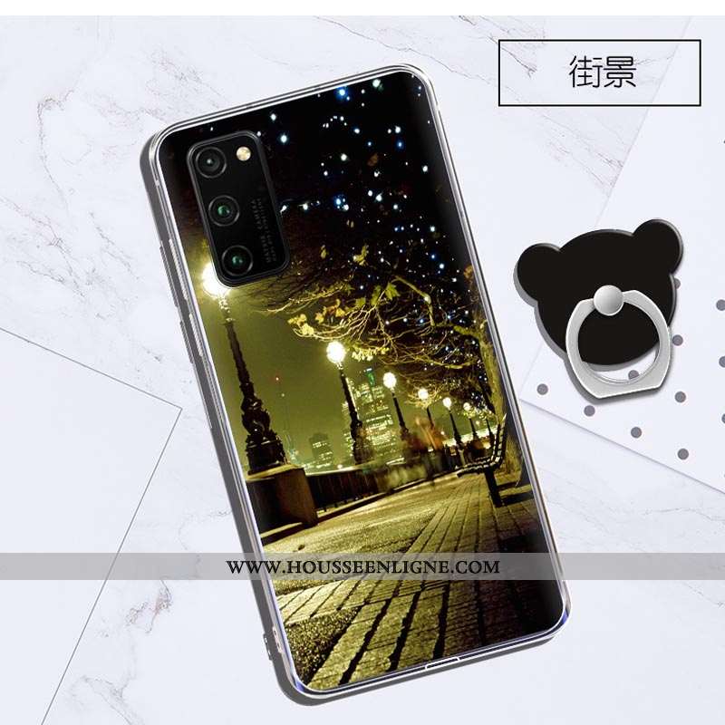 Coque Honor View30 Transparent Dessin Animé Violet Protection Charmant Tout Compris Étui