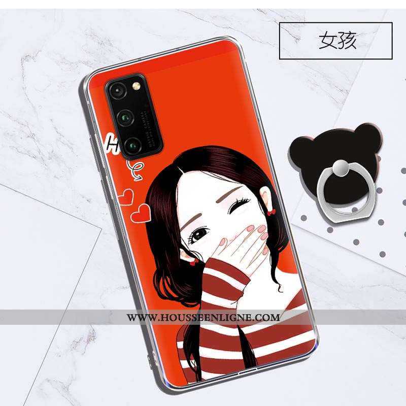 Coque Honor View30 Transparent Dessin Animé Violet Protection Charmant Tout Compris Étui