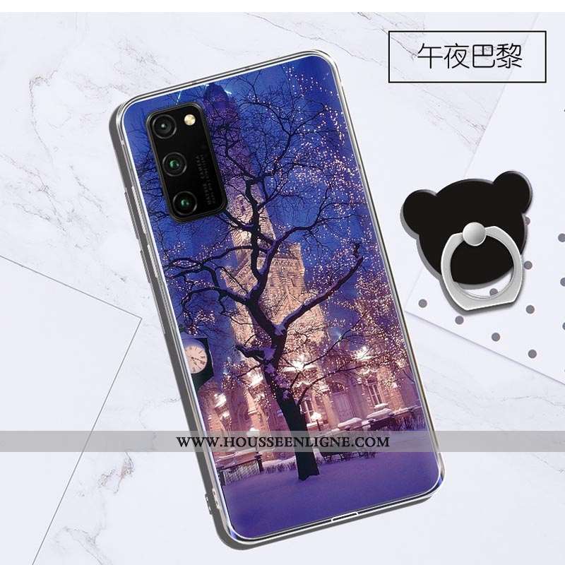 Coque Honor View30 Transparent Dessin Animé Violet Protection Charmant Tout Compris Étui