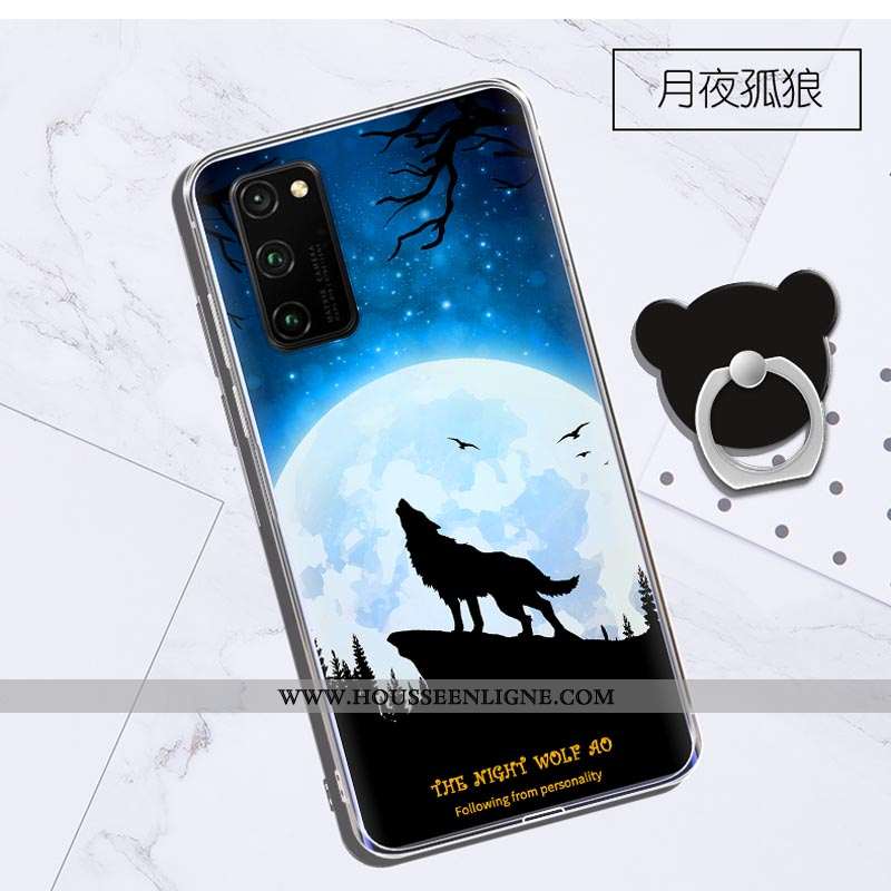 Coque Honor View30 Transparent Dessin Animé Violet Protection Charmant Tout Compris Étui