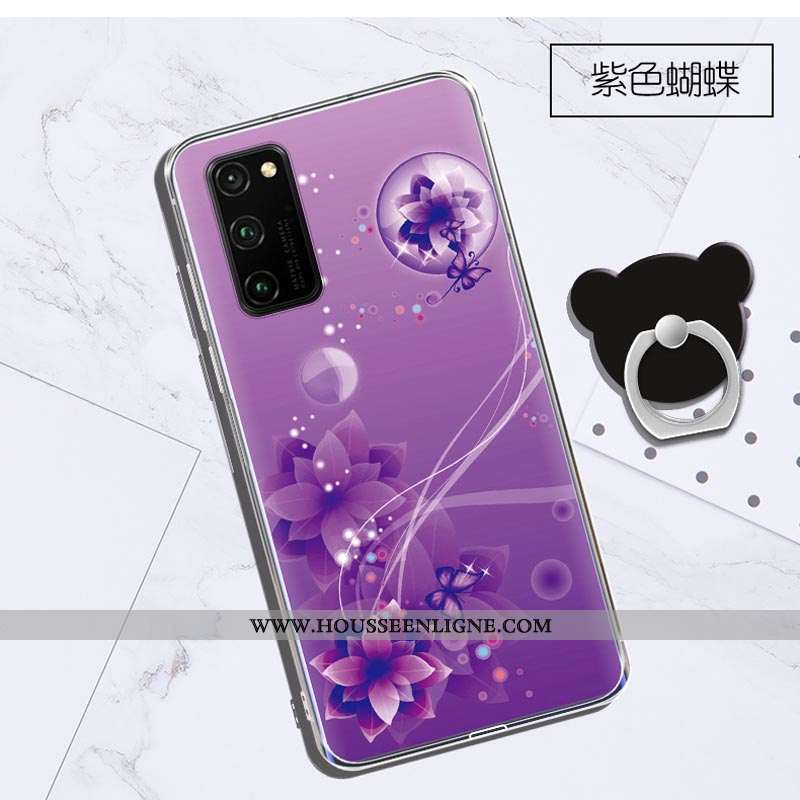 Coque Honor View30 Transparent Dessin Animé Violet Protection Charmant Tout Compris Étui