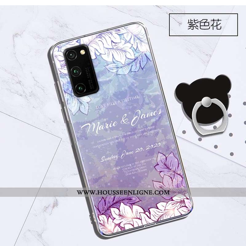 Coque Honor View30 Transparent Dessin Animé Violet Protection Charmant Tout Compris Étui