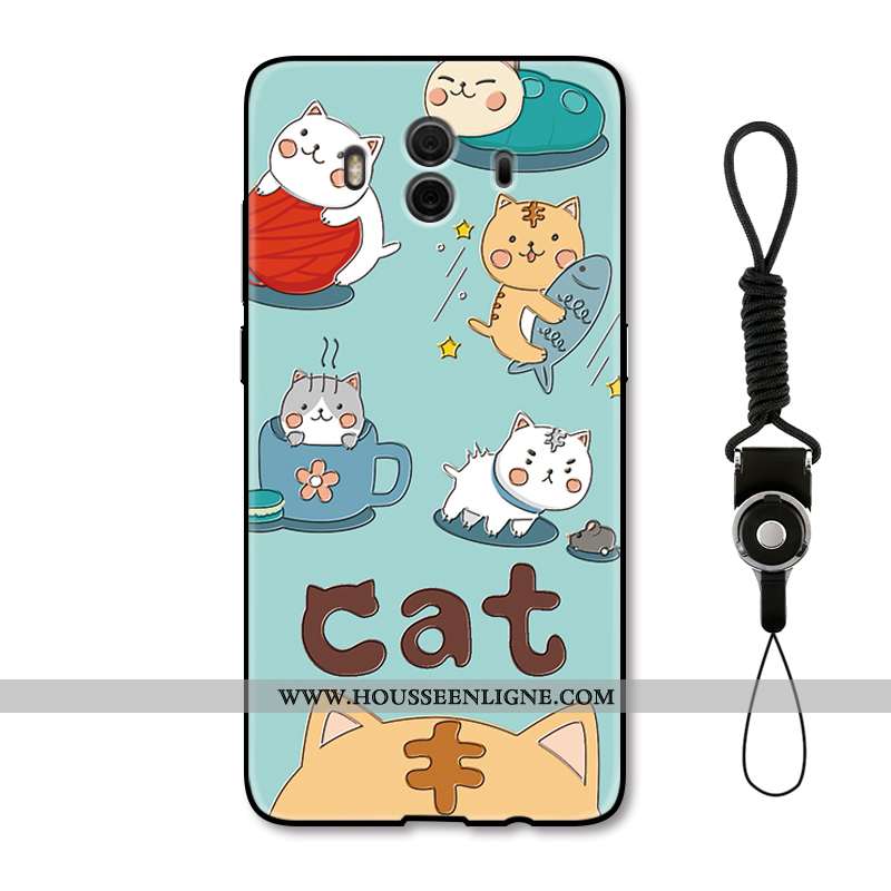 Coque Huawei Mate 10 Dessin Animé Charmant Gaufrage Incassable Protection Créatif Chat Bleu