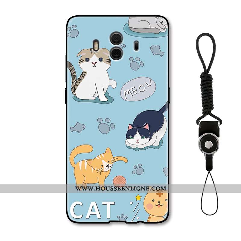 Coque Huawei Mate 10 Dessin Animé Charmant Gaufrage Incassable Protection Créatif Chat Bleu