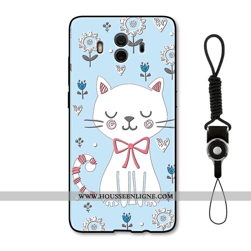 Coque Huawei Mate 10 Dessin Animé Charmant Gaufrage Incassable Protection Créatif Chat Bleu