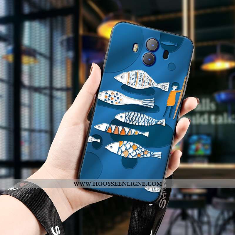 Coque Huawei Mate 10 Fluide Doux Protection Étui Créatif Europe Nouveau Personnalité Bleu Foncé