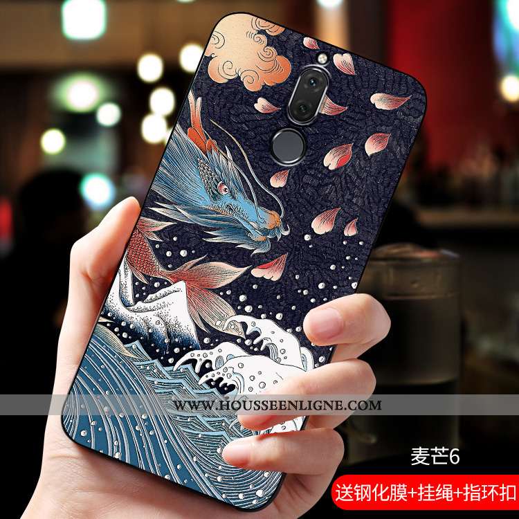 Coque Huawei Mate 10 Lite Créatif Gaufrage Bleu Nouveau Téléphone Portable Incassable