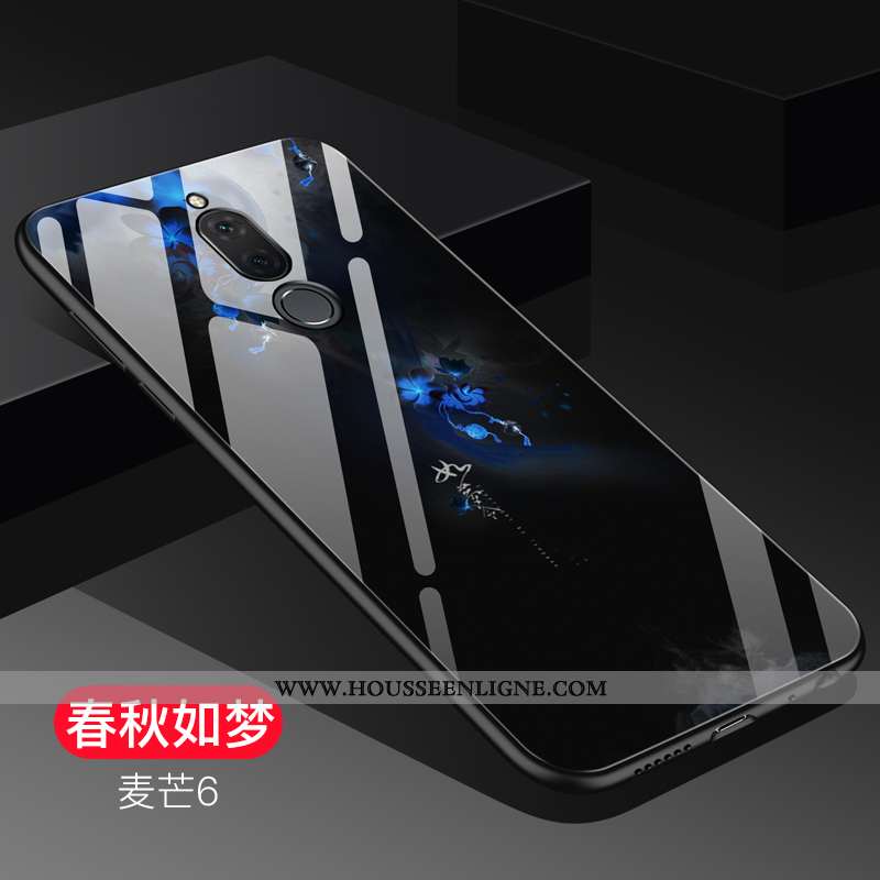 Coque Huawei Mate 10 Lite Tendance Fluide Doux Verre Étui Noir Créatif