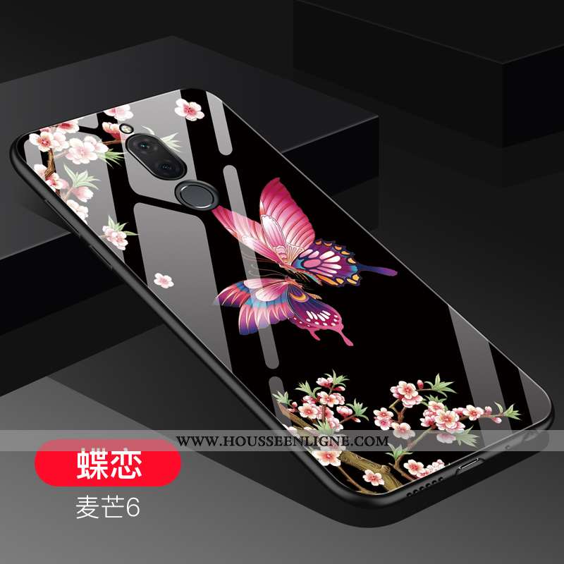Coque Huawei Mate 10 Lite Tendance Fluide Doux Verre Étui Noir Créatif