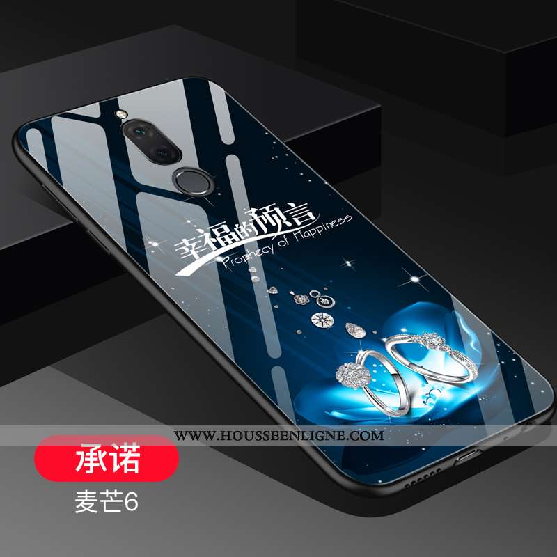 Coque Huawei Mate 10 Lite Tendance Fluide Doux Verre Étui Noir Créatif