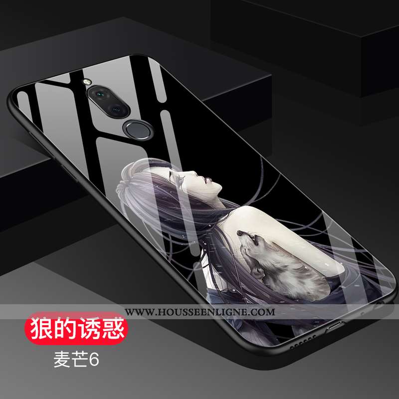 Coque Huawei Mate 10 Lite Tendance Fluide Doux Verre Étui Noir Créatif