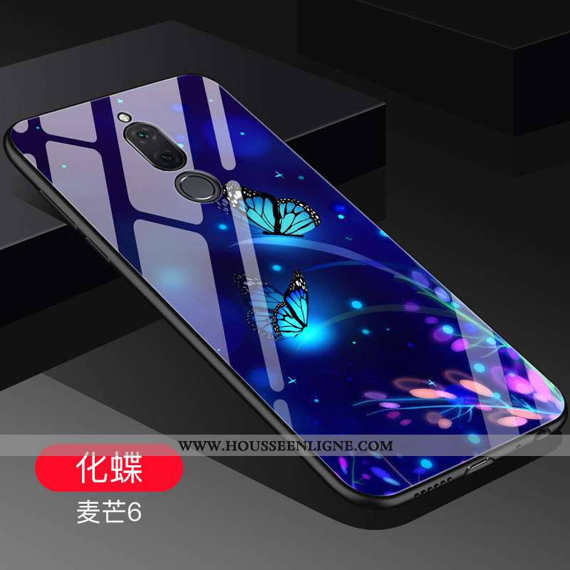 Coque Huawei Mate 10 Lite Tendance Fluide Doux Verre Étui Noir Créatif