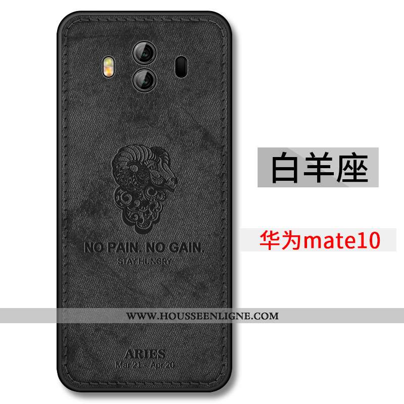Coque Huawei Mate 10 Légère Fluide Doux Téléphone Portable Ultra Délavé En Daim Constellation Noir