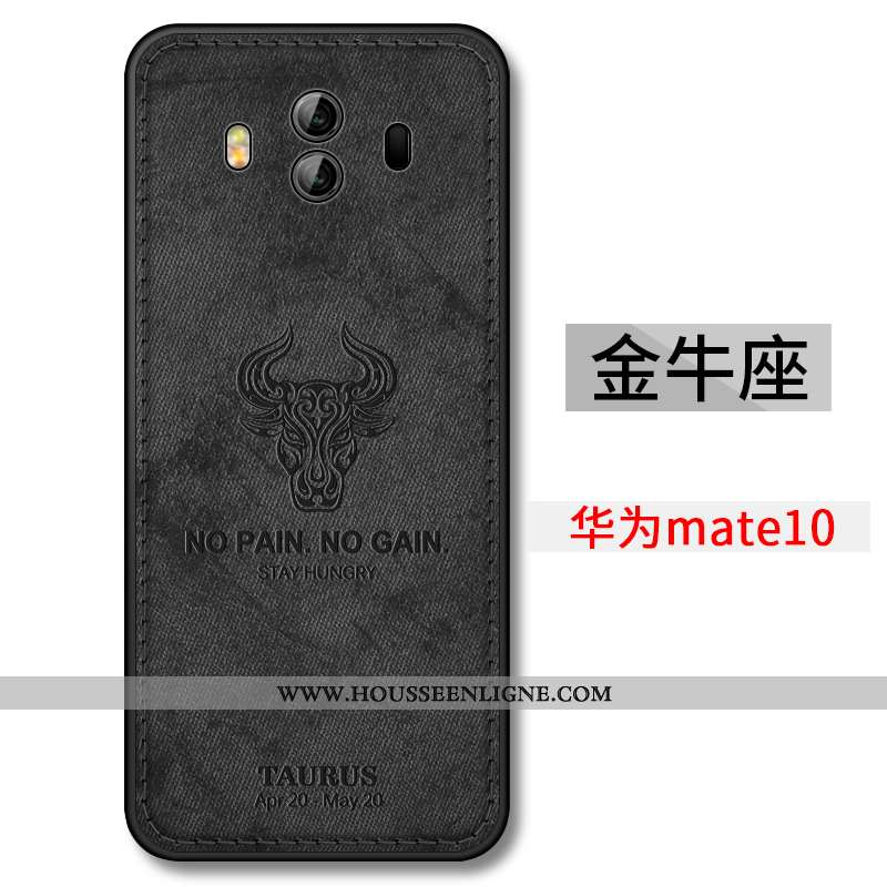 Coque Huawei Mate 10 Légère Fluide Doux Téléphone Portable Ultra Délavé En Daim Constellation Noir