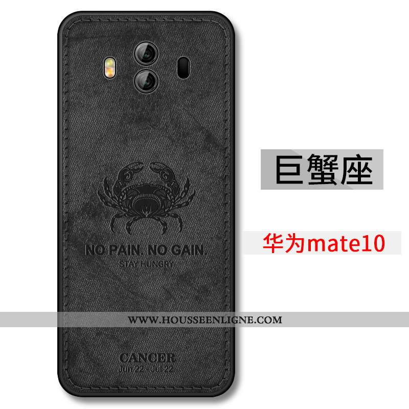 Coque Huawei Mate 10 Légère Fluide Doux Téléphone Portable Ultra Délavé En Daim Constellation Noir