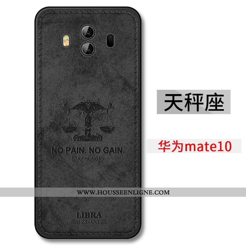 Coque Huawei Mate 10 Légère Fluide Doux Téléphone Portable Ultra Délavé En Daim Constellation Noir