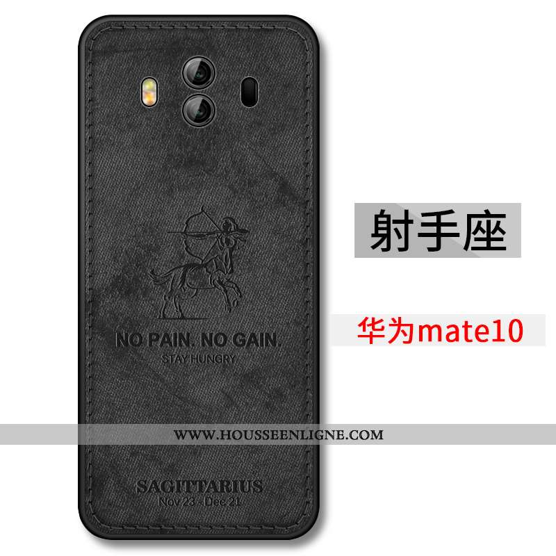 Coque Huawei Mate 10 Légère Fluide Doux Téléphone Portable Ultra Délavé En Daim Constellation Noir