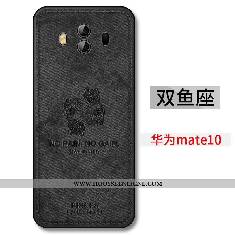 Coque Huawei Mate 10 Légère Fluide Doux Téléphone Portable Ultra Délavé En Daim Constellation Noir