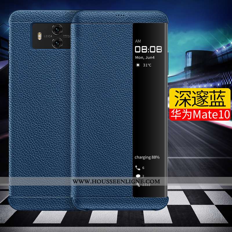 Coque Huawei Mate 10 Personnalité Créatif Noir Téléphone Portable Tendance Business Cuir