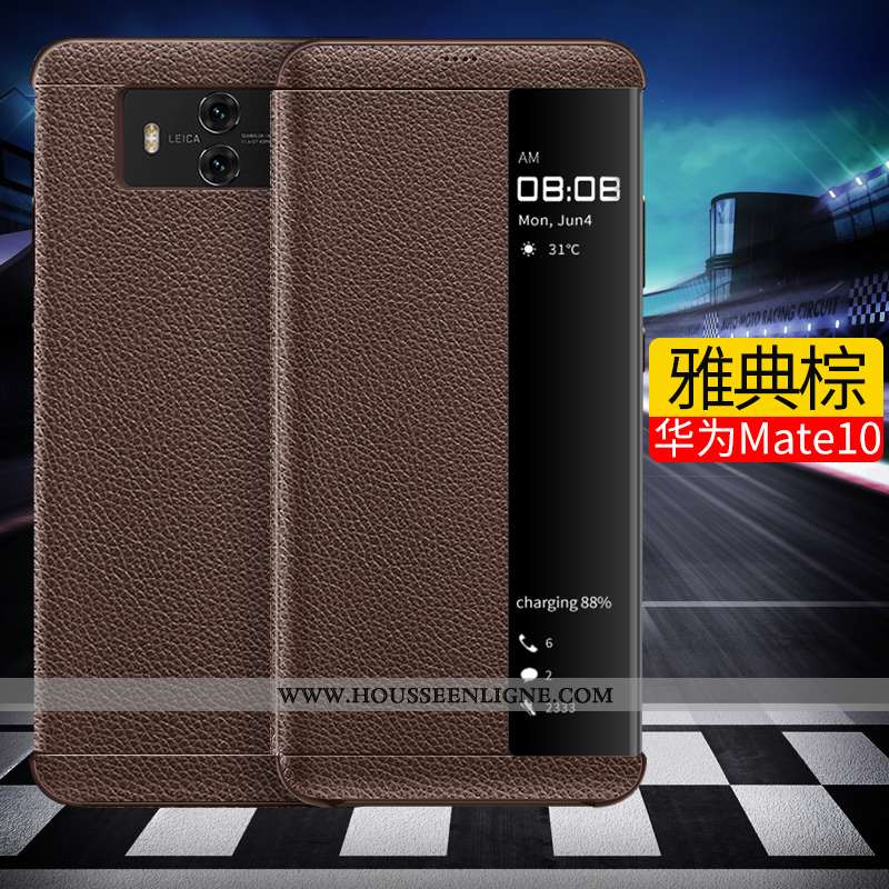 Coque Huawei Mate 10 Personnalité Créatif Noir Téléphone Portable Tendance Business Cuir