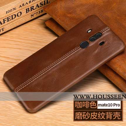 Coque Huawei Mate 10 Pro Cuir Véritable Tendance Protection Business Marron Bovins Délavé En Daim