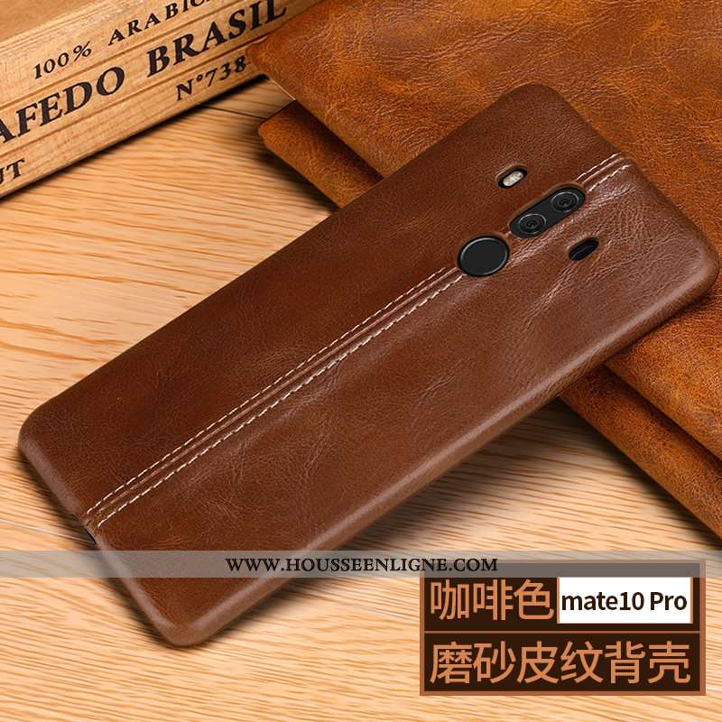 Coque Huawei Mate 10 Pro Cuir Véritable Tendance Protection Business Marron Bovins Délavé En Daim