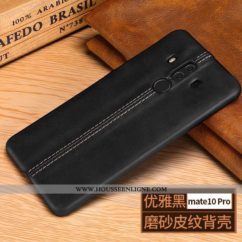 Coque Huawei Mate 10 Pro Cuir Véritable Tendance Protection Business Marron Bovins Délavé En Daim