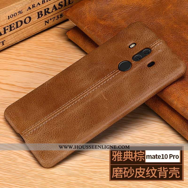 Coque Huawei Mate 10 Pro Cuir Véritable Tendance Protection Business Marron Bovins Délavé En Daim