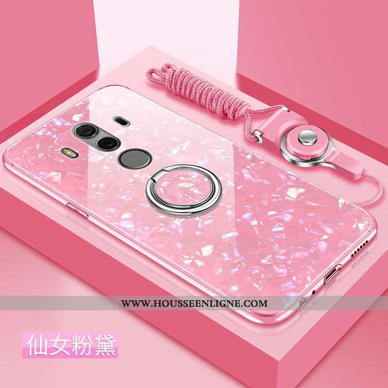 Coque Huawei Mate 10 Pro Protection Verre Difficile Net Rouge Étui Fluide Doux Silicone Rose