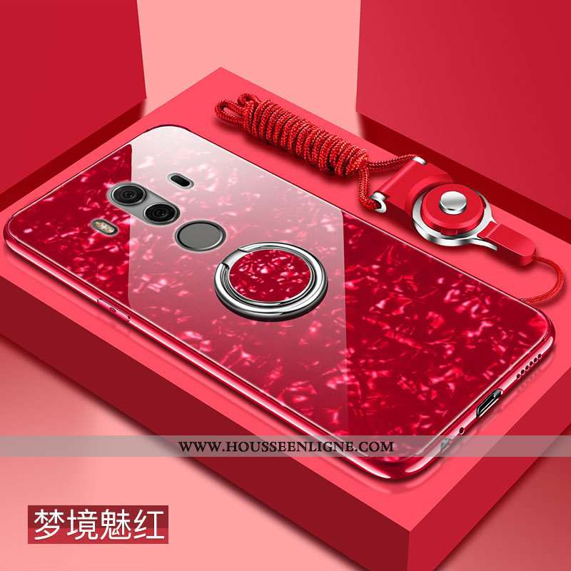 Coque Huawei Mate 10 Pro Protection Verre Difficile Net Rouge Étui Fluide Doux Silicone Rose