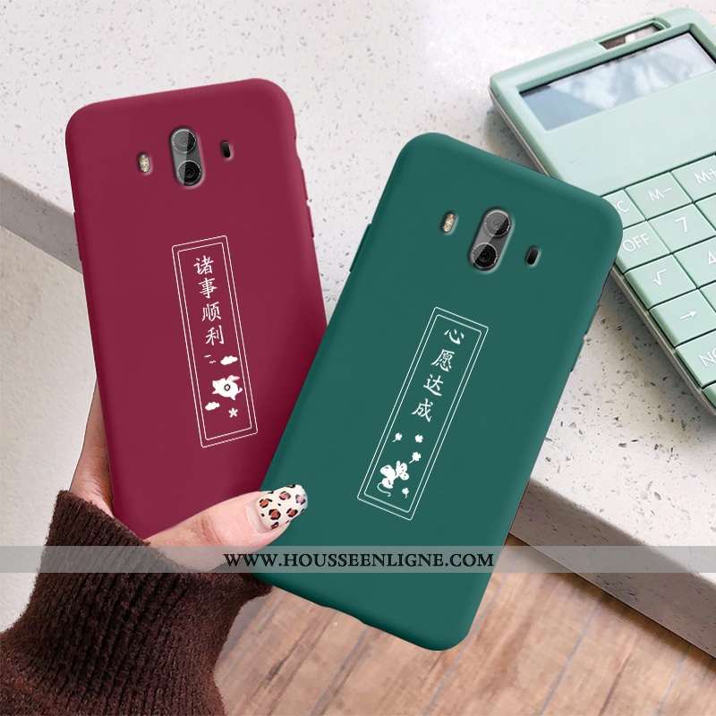 Coque Huawei Mate 10 Pro Tendance Légère Protection Délavé En Daim Ultra Silicone Simple Rouge