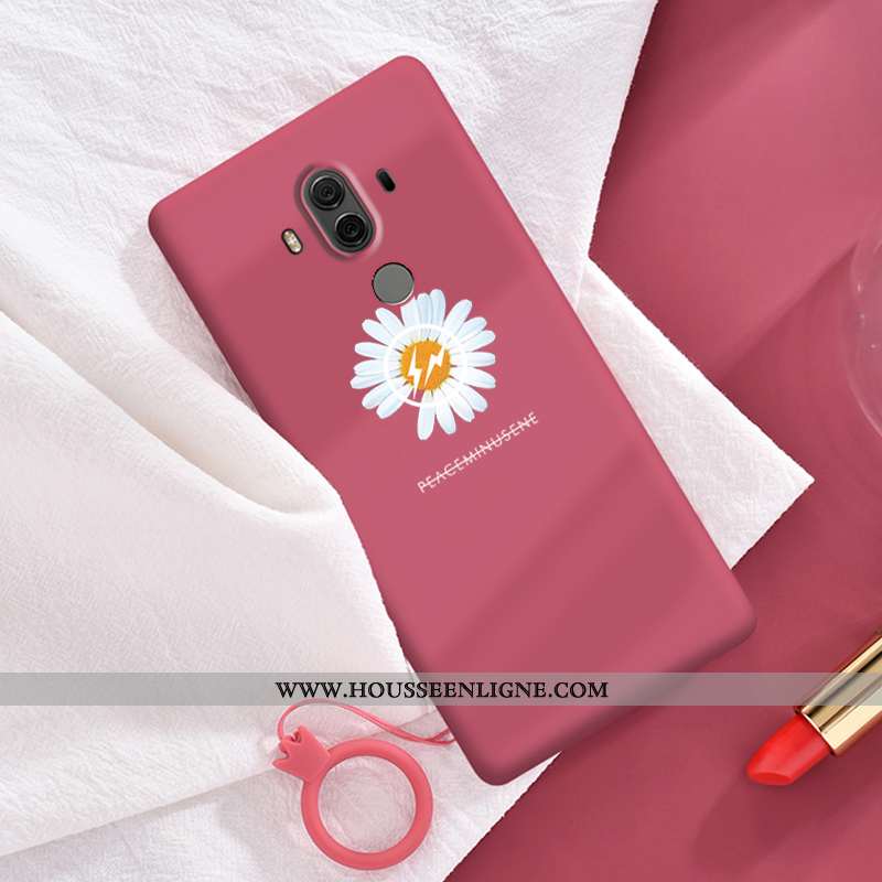 Coque Huawei Mate 10 Pro Tendance Silicone Rouge Amoureux Personnalité Petite Marguerite Simple