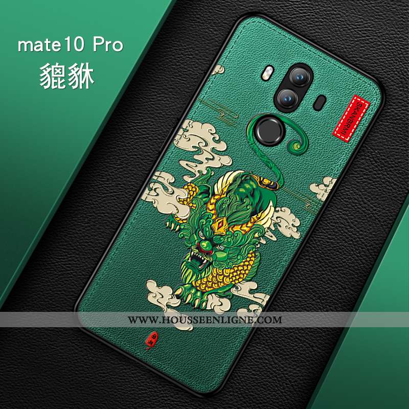 Coque Huawei Mate 10 Pro Ultra Tendance Créatif Cuir Mode Légère Verte