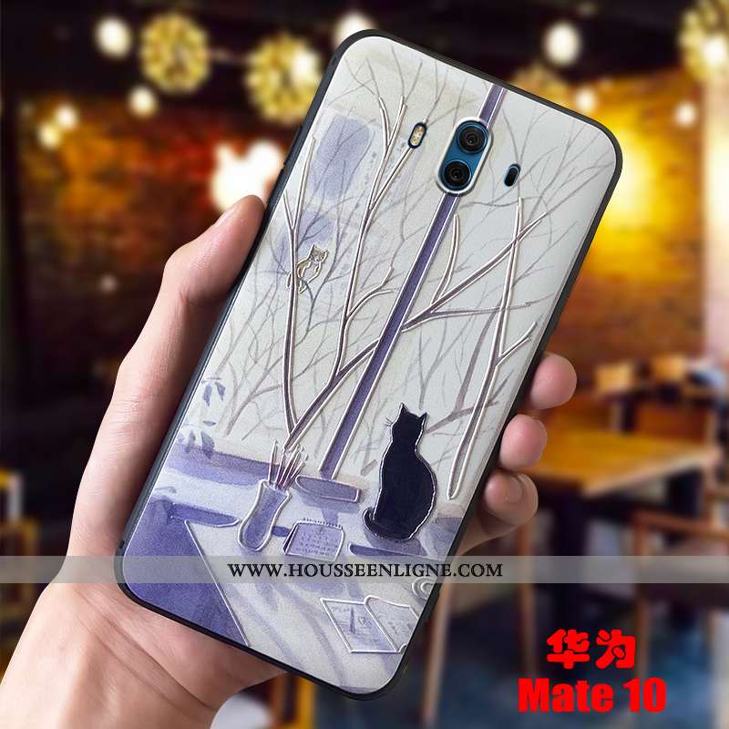 Coque Huawei Mate 10 Protection Délavé En Daim Tout Compris Violet Personnalité Petit