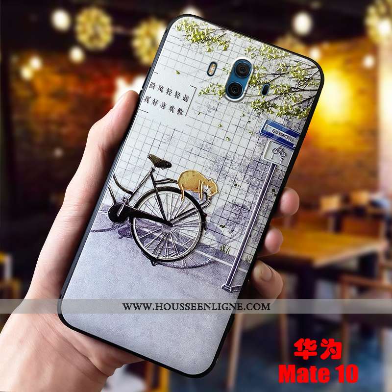 Coque Huawei Mate 10 Protection Délavé En Daim Tout Compris Violet Personnalité Petit