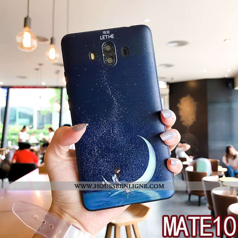 Coque Huawei Mate 10 Tendance Fluide Doux Gaufrage Étui Silicone Créatif Bleu