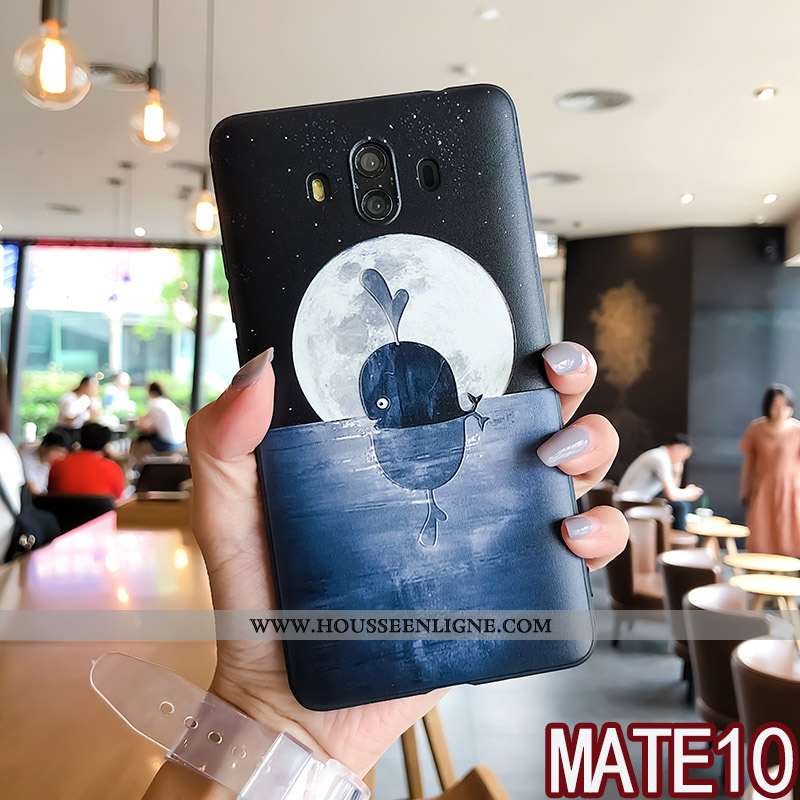 Coque Huawei Mate 10 Tendance Fluide Doux Gaufrage Étui Silicone Créatif Bleu