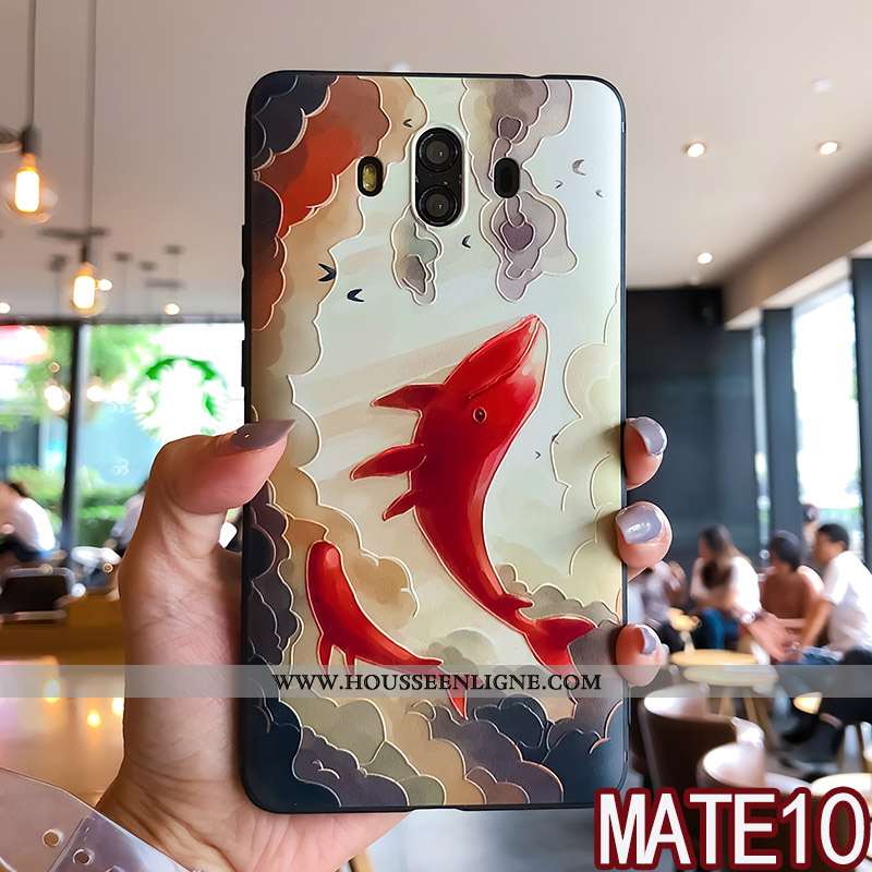 Coque Huawei Mate 10 Tendance Fluide Doux Gaufrage Étui Silicone Créatif Bleu
