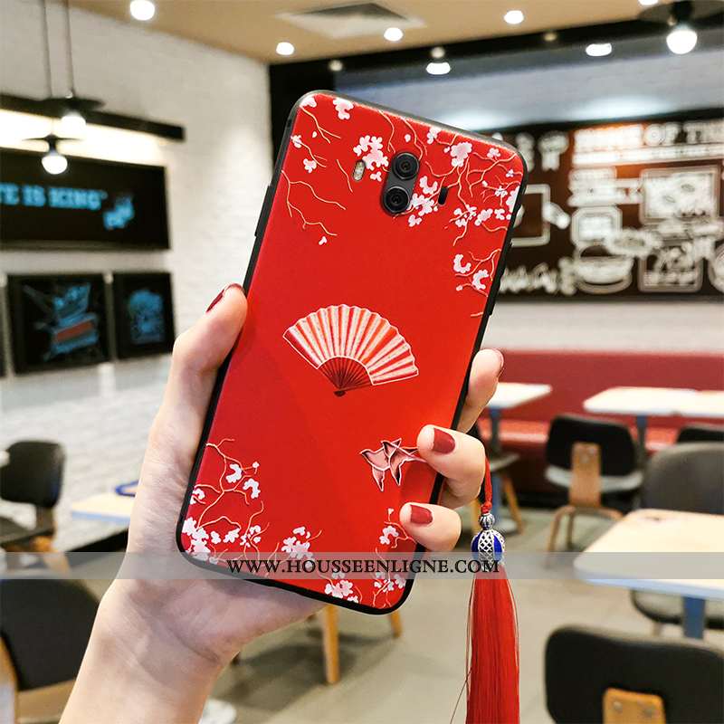 Coque Huawei Mate 10 Vintage Tendance Silicone Protection Tout Compris Incassable Rouge