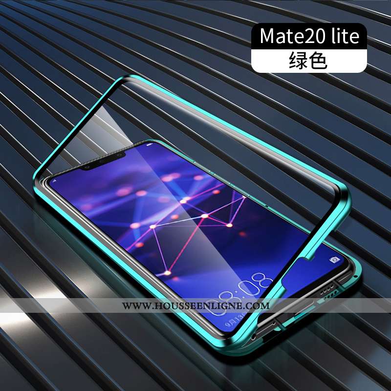 Coque Huawei Mate 20 Lite Verre Transparent Tendance Vert Métal Difficile Téléphone Portable Verte